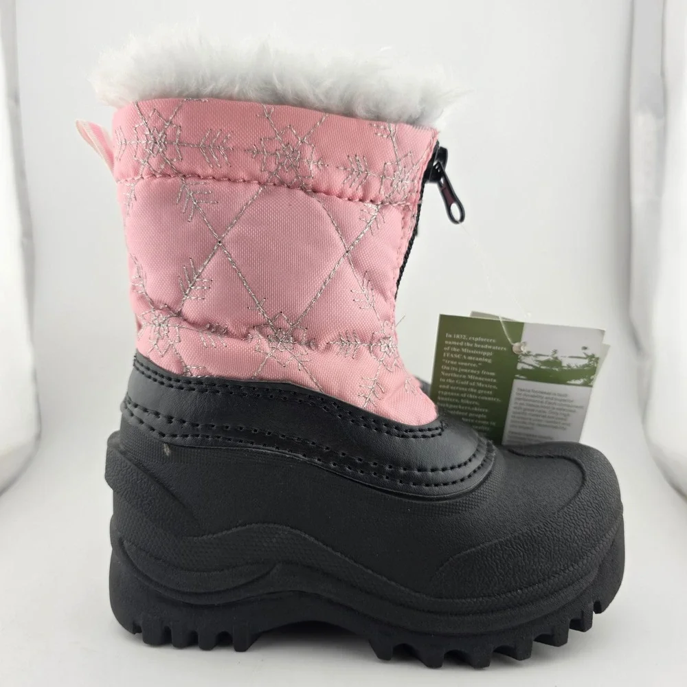 Itasca Snowflake Snow Boots Kids Size 7 Pink New Quilted Zipper‎ Winter Boots
